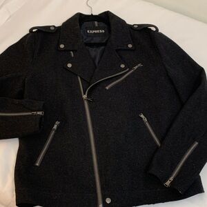 Express Black Wool Jacket with Silver Accents